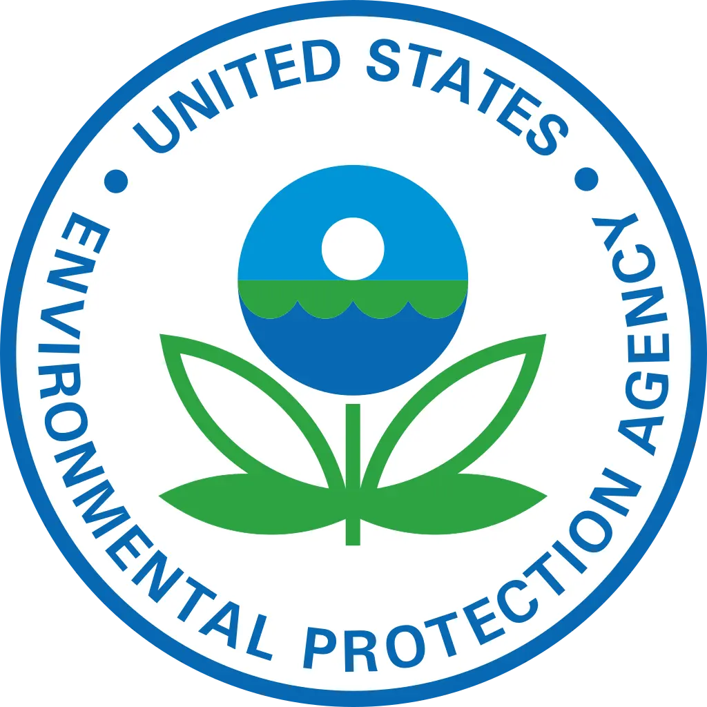 EPA logo with blue flower shape and green leaves encircled by text reading United States Environmental Protection Agency