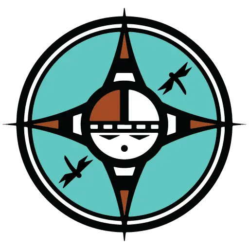 Zuni Youth Enrichment Project logo with turquoise and brown circular design featuring two dragonflies